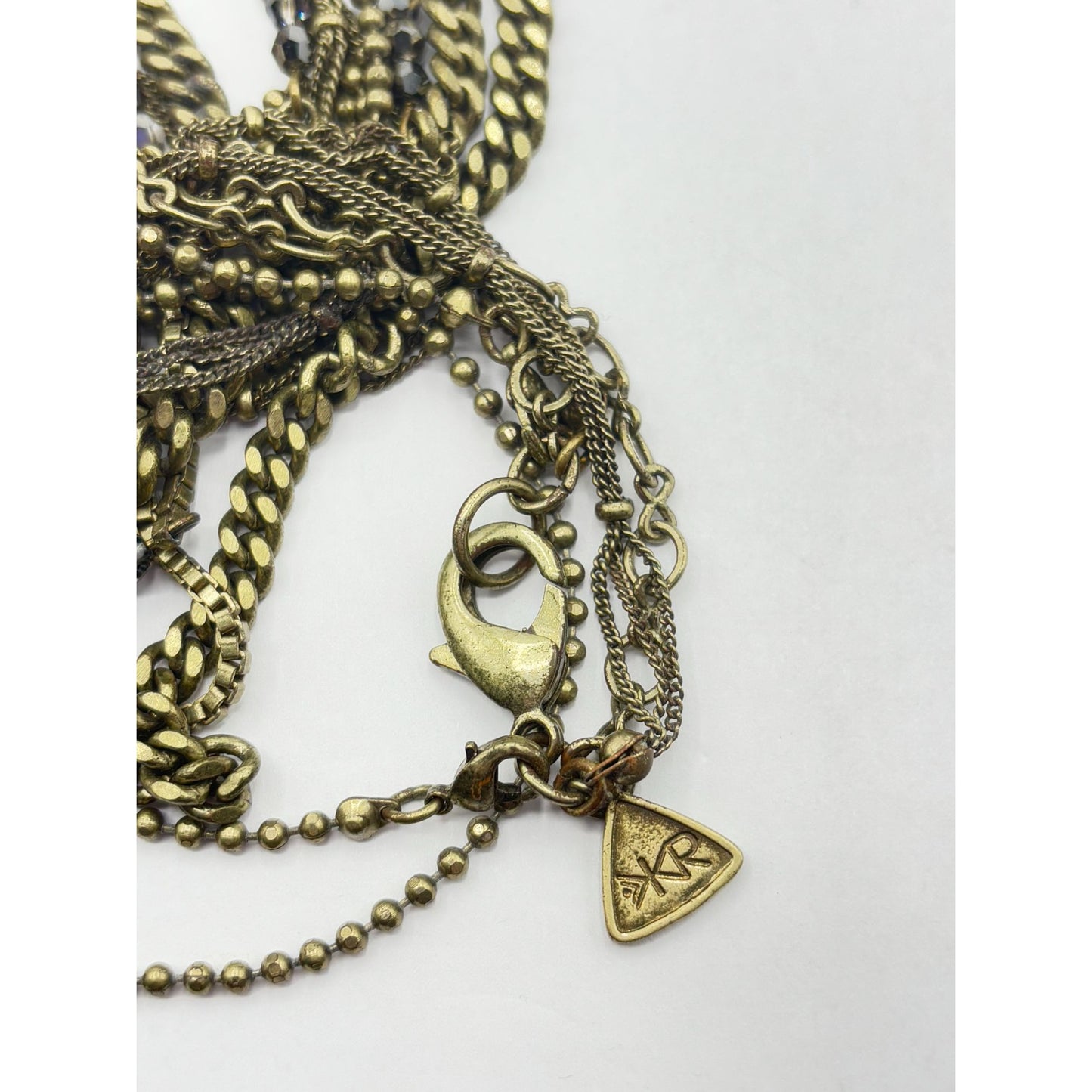 Silpada Layered Brass Necklace With Faceted Black Stone Pendant
