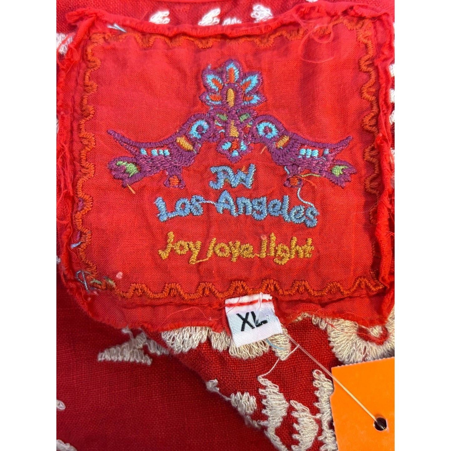Johnny Was Los Angeles Embroidered Blouse Red XL