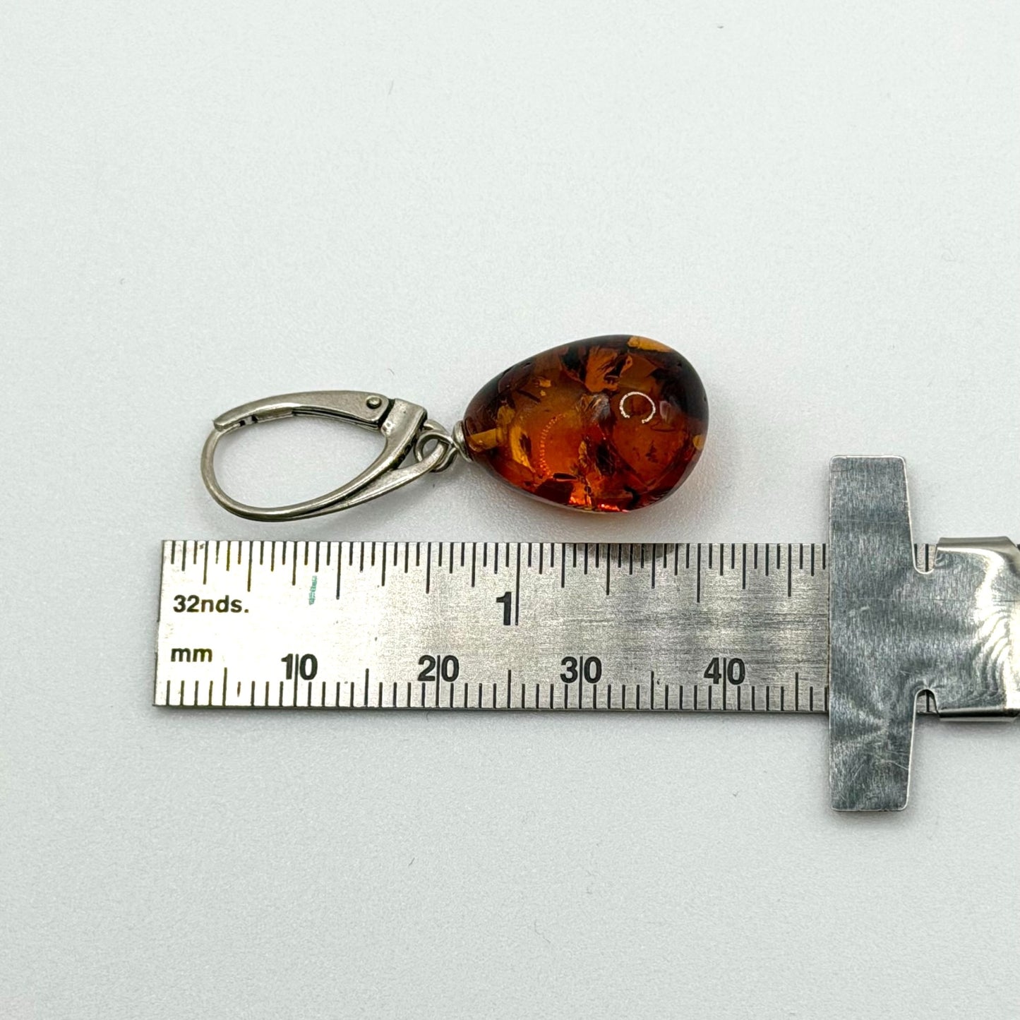 925 Sterling Silver Baltic Amber Leverback Earrings