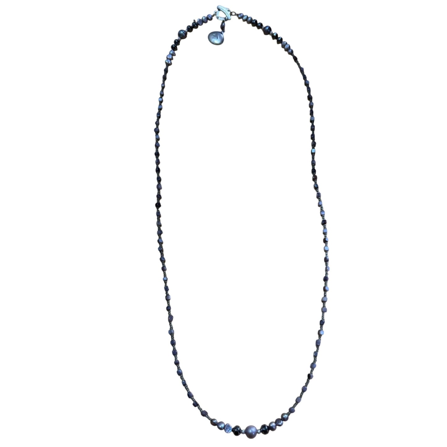 Silpada 925 Sterling Silver Hematite Glass Grey Pearl Shell Necklace
