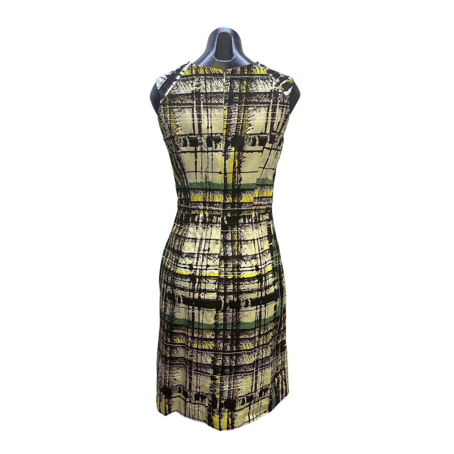 Carolina Herrera Mint Abstract Print Dress w/Yellow & Green Accents Size 8