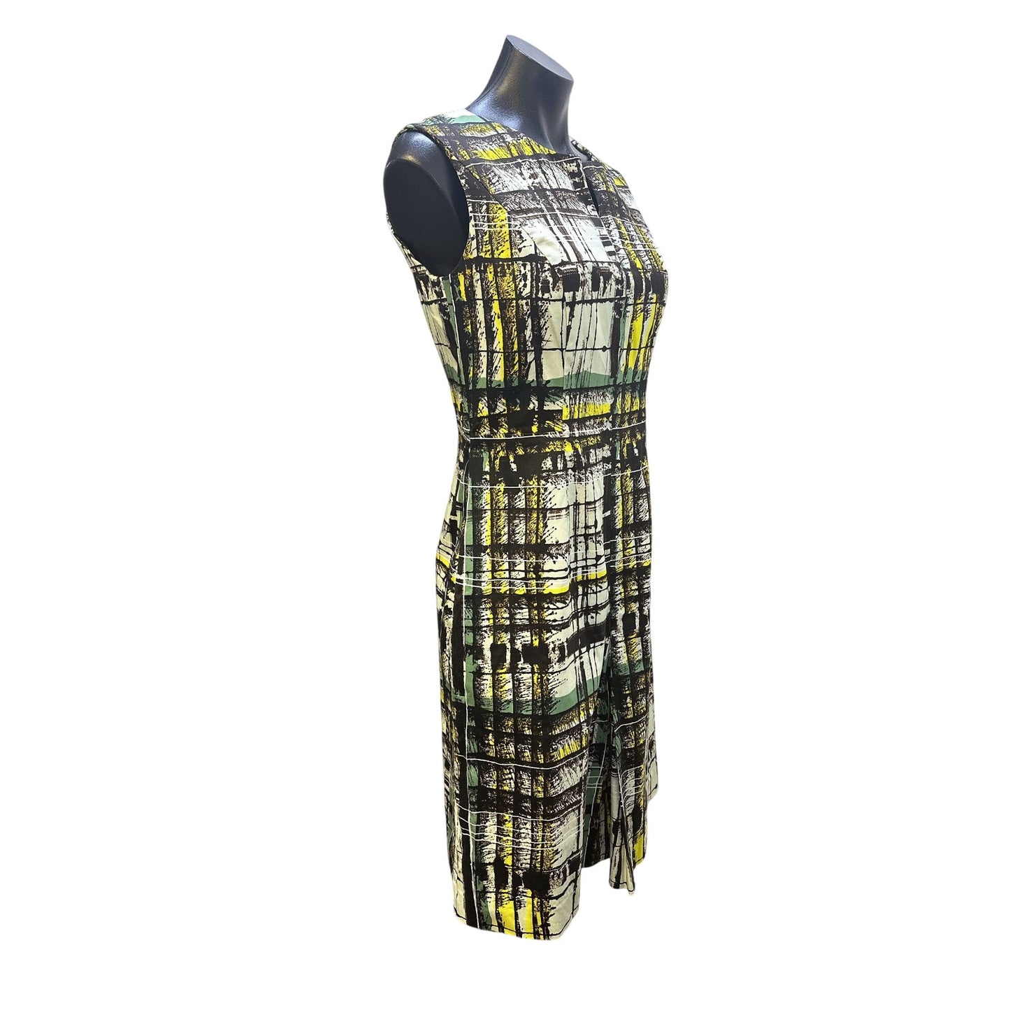Carolina Herrera Mint Abstract Print Dress w/Yellow & Green Accents Size 8