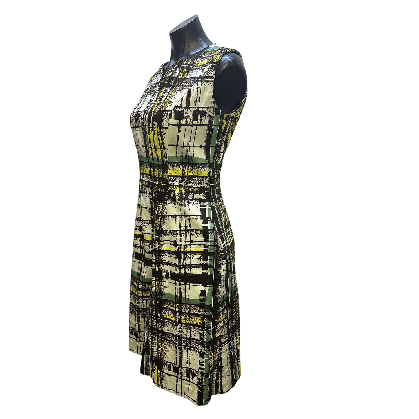 Carolina Herrera Mint Abstract Print Dress w/Yellow & Green Accents Size 8