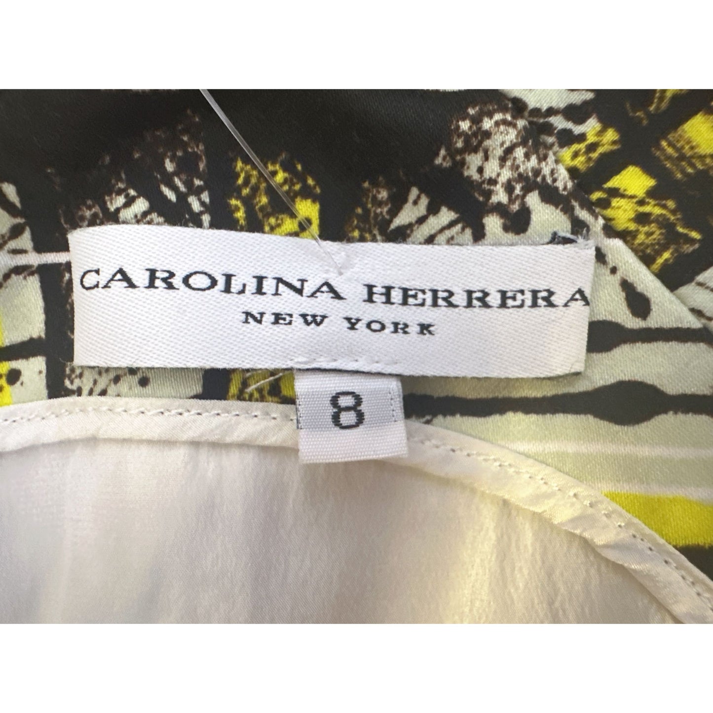 Carolina Herrera Mint Abstract Print Dress w/Yellow & Green Accents Size 8