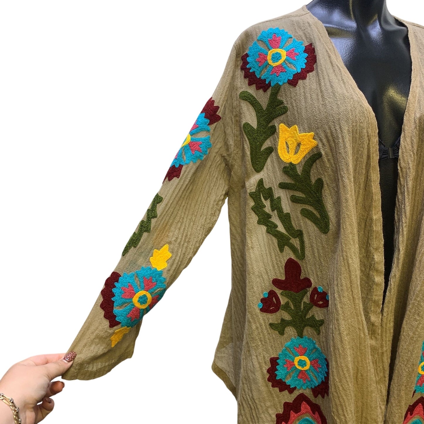 Roja Beige Embroidered Cardigan L