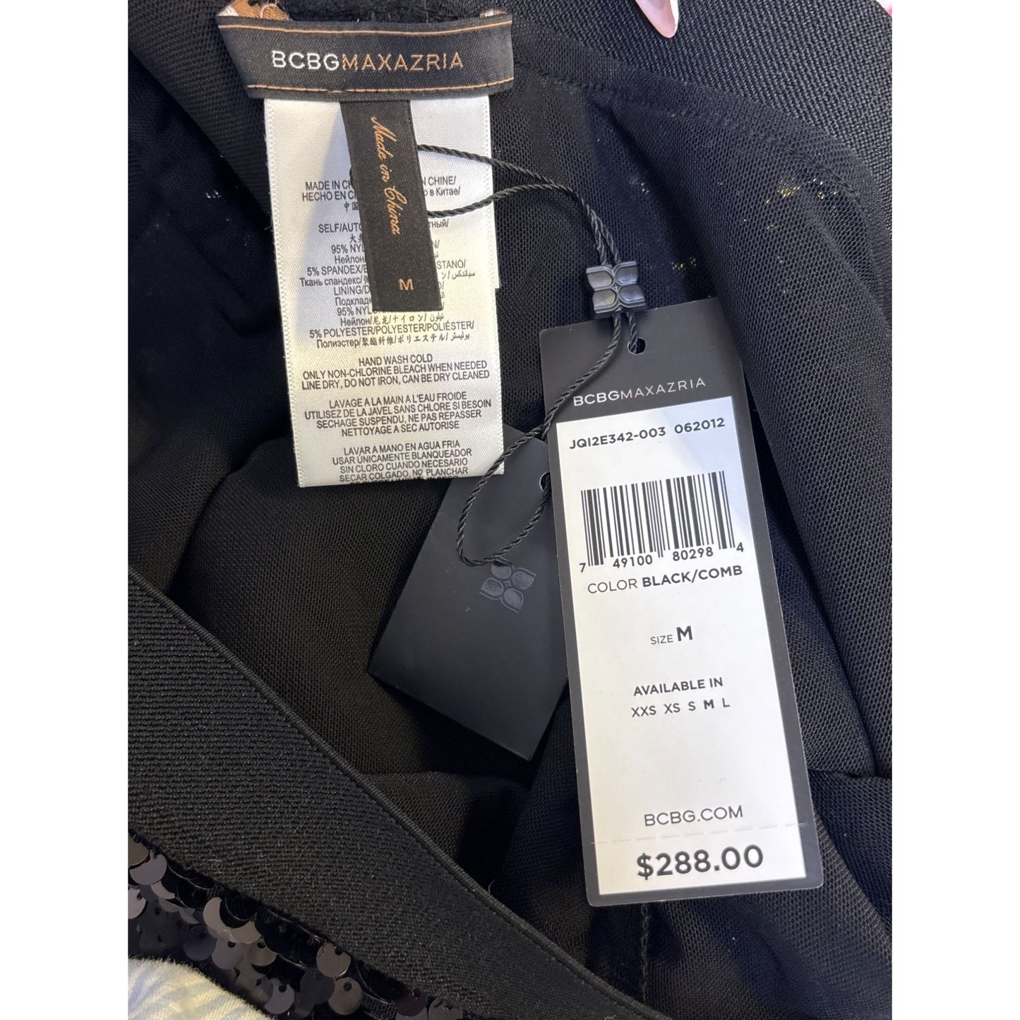 NWT BCBG Maxazria Black Sequin Stretch Pants Size M