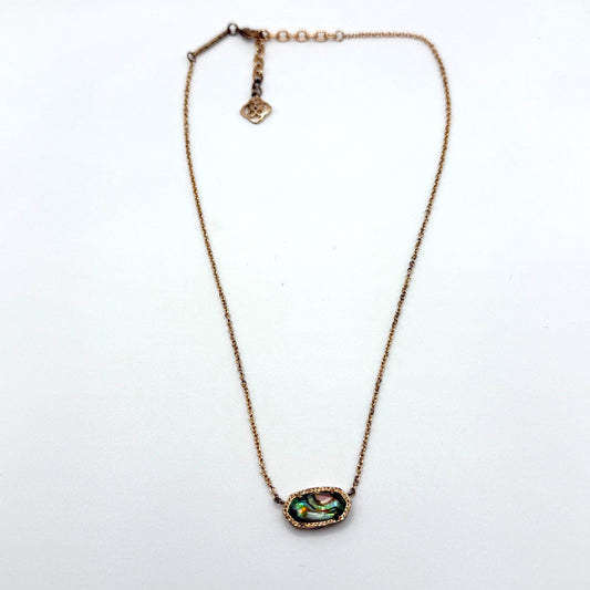 Kendra Scott Abalone Shell Pendant Necklace In Gold-Tone With Adjustable Chain 16"-18"