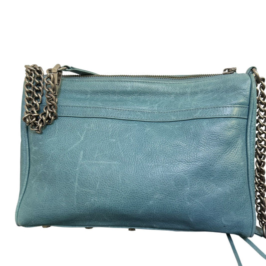 Rebecca Minkoff Teal Leather Crossbody Bag With Chain Strap & Silver Hardware