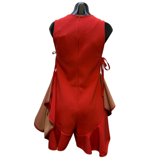 NWT Kendall & Kylie Red Sleeveless Ruffled Hem Romper S