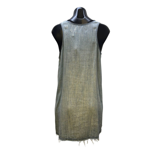 Double D Ranch Distressed Denim Tank Blouse Blue M
