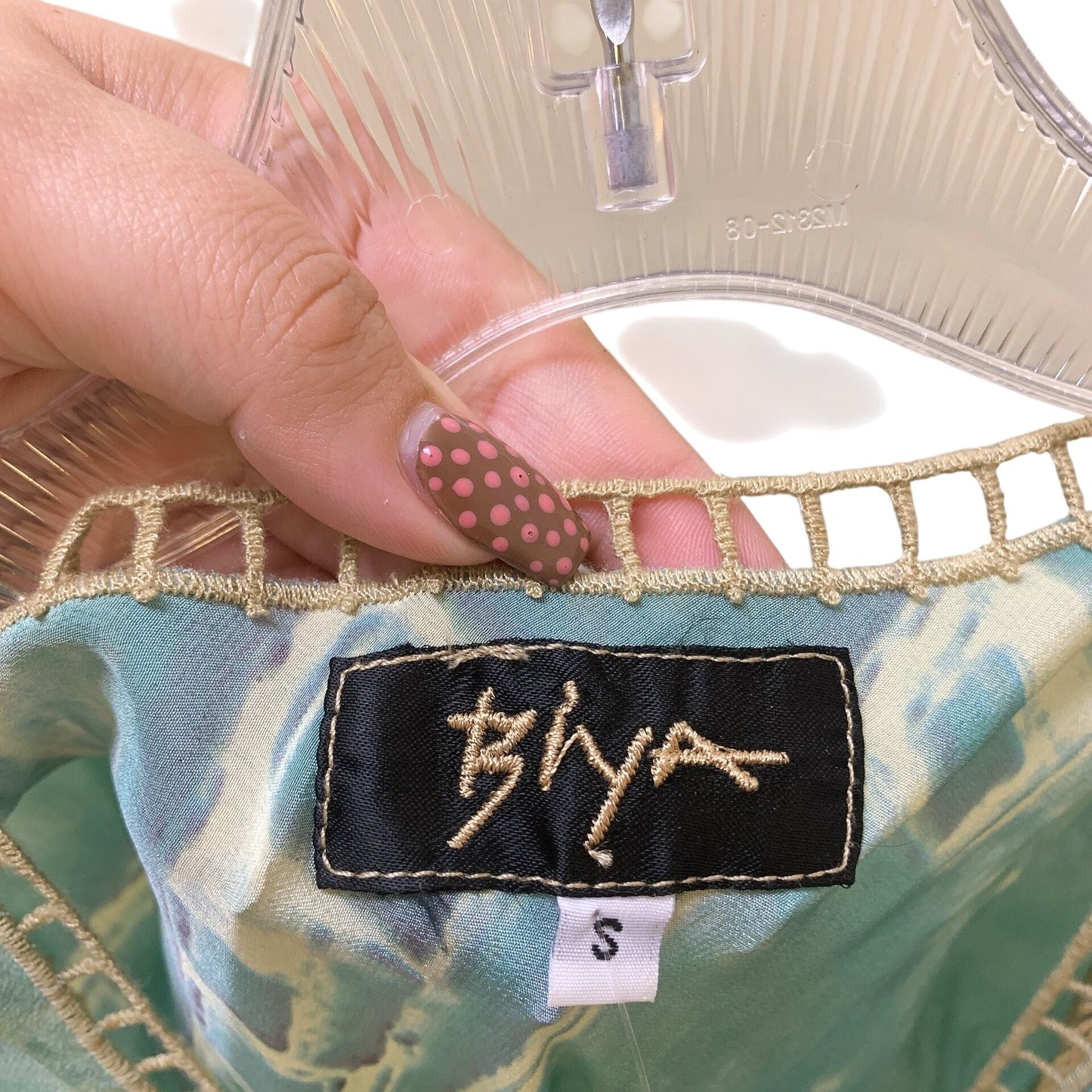 Biya by JW Teal Sleeveless Silk Maxi Dress w/Abstract Print Size S