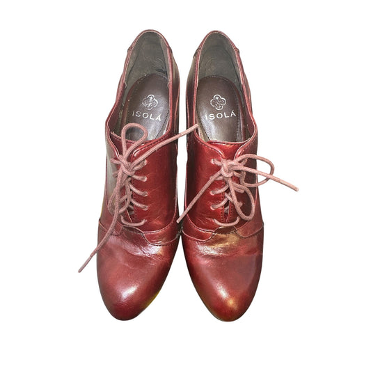 Isola  Burgundy Lace-Up Heeled Oxford Shoes Size 7