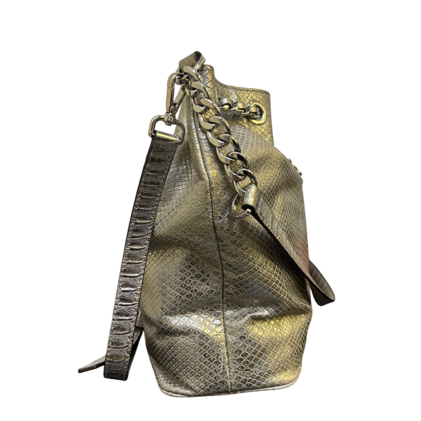 Michael Kors Metallic Snake Print Shoulder Bag With Chain Strap