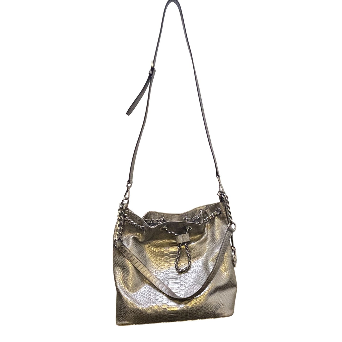 Michael Kors Metallic Snake Print Shoulder Bag With Chain Strap