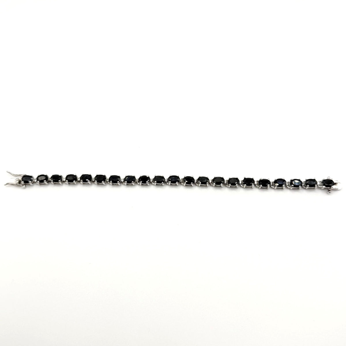 925 Sterling Silver & Black Stone Tennis Bracelet 8