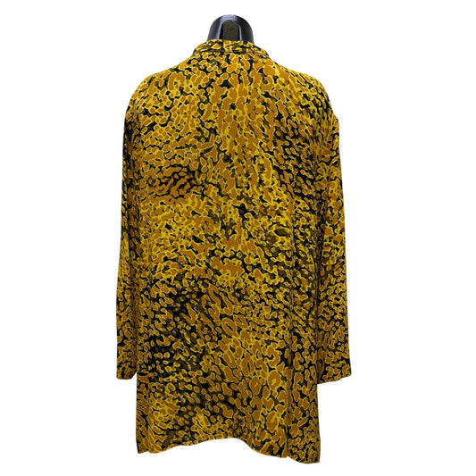 Escada Yellow Animal Print Long-Sleeve Blouse Size XL