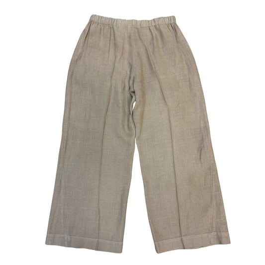Velvet By Graham & Spencer Brown Linen Wide-Leg Elastic Waist Pants Size M