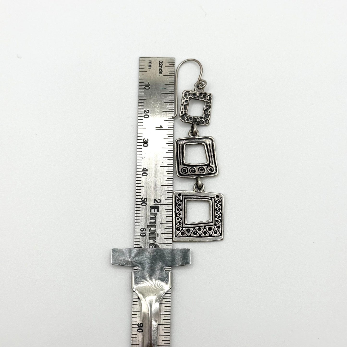 Shablool Designer 925 Sterling Silver Geometric Drop Earrings
