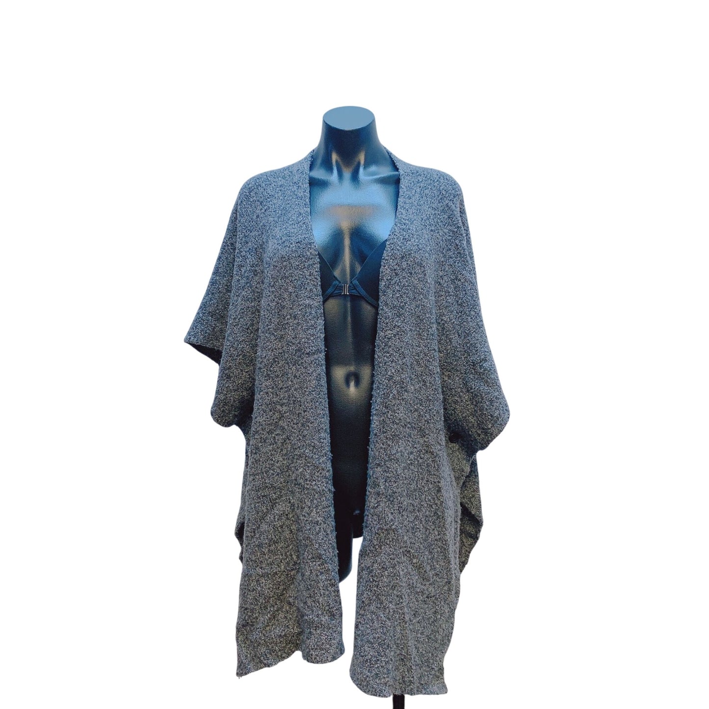 Eskandar Gray Wool Blend Poncho Cardigan