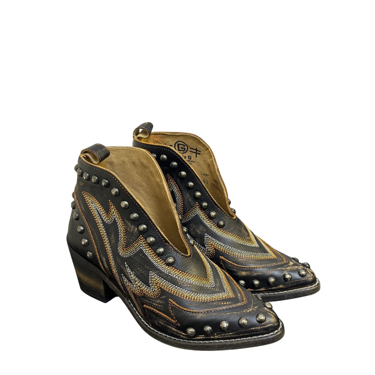 Cirkle G Leather Studded Ankle Booties Brown Size 7.5