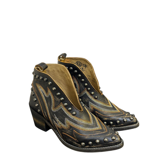 Cirkle G Leather Studded Ankle Booties Brown Size 7.5