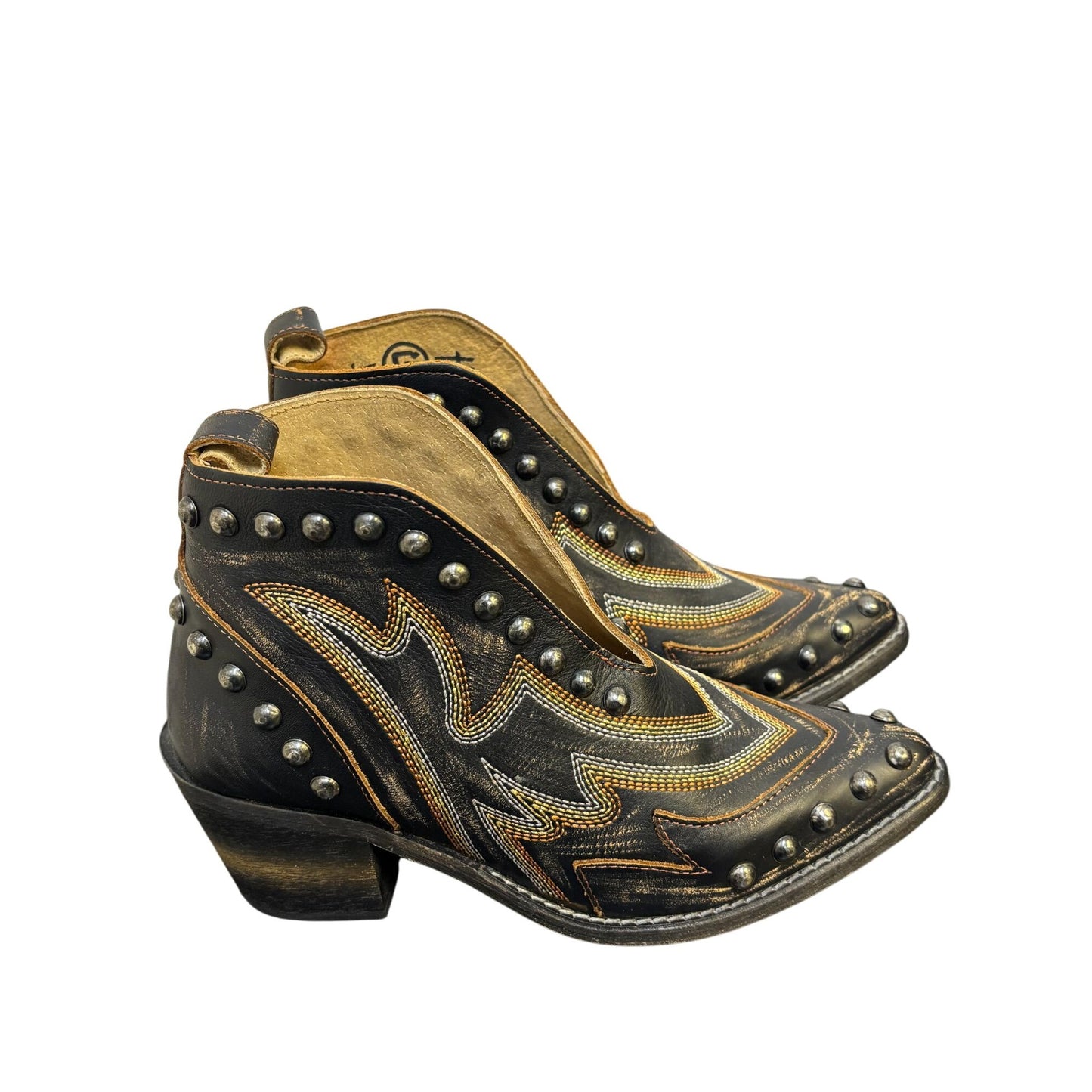 Cirkle G Leather Studded Ankle Booties Brown Size 7.5