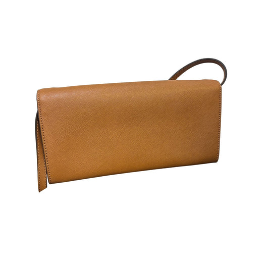 Michael Kors Brown Leather Shoulder Bag With Metal Accent