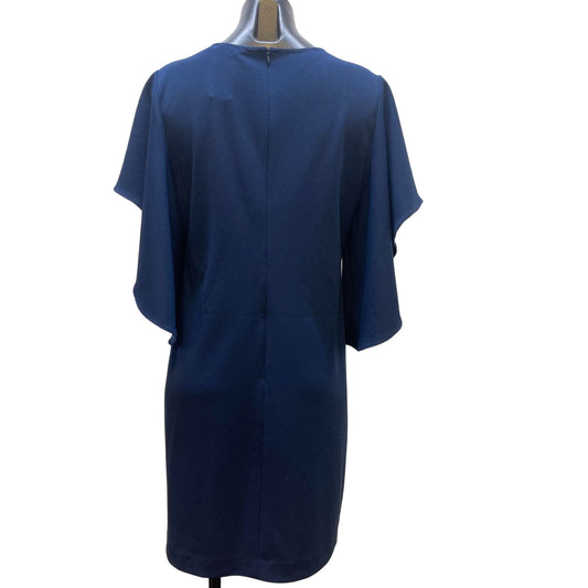 Trina Turk V-Neck Bell Ruffle Sleeve Dress Navy 8