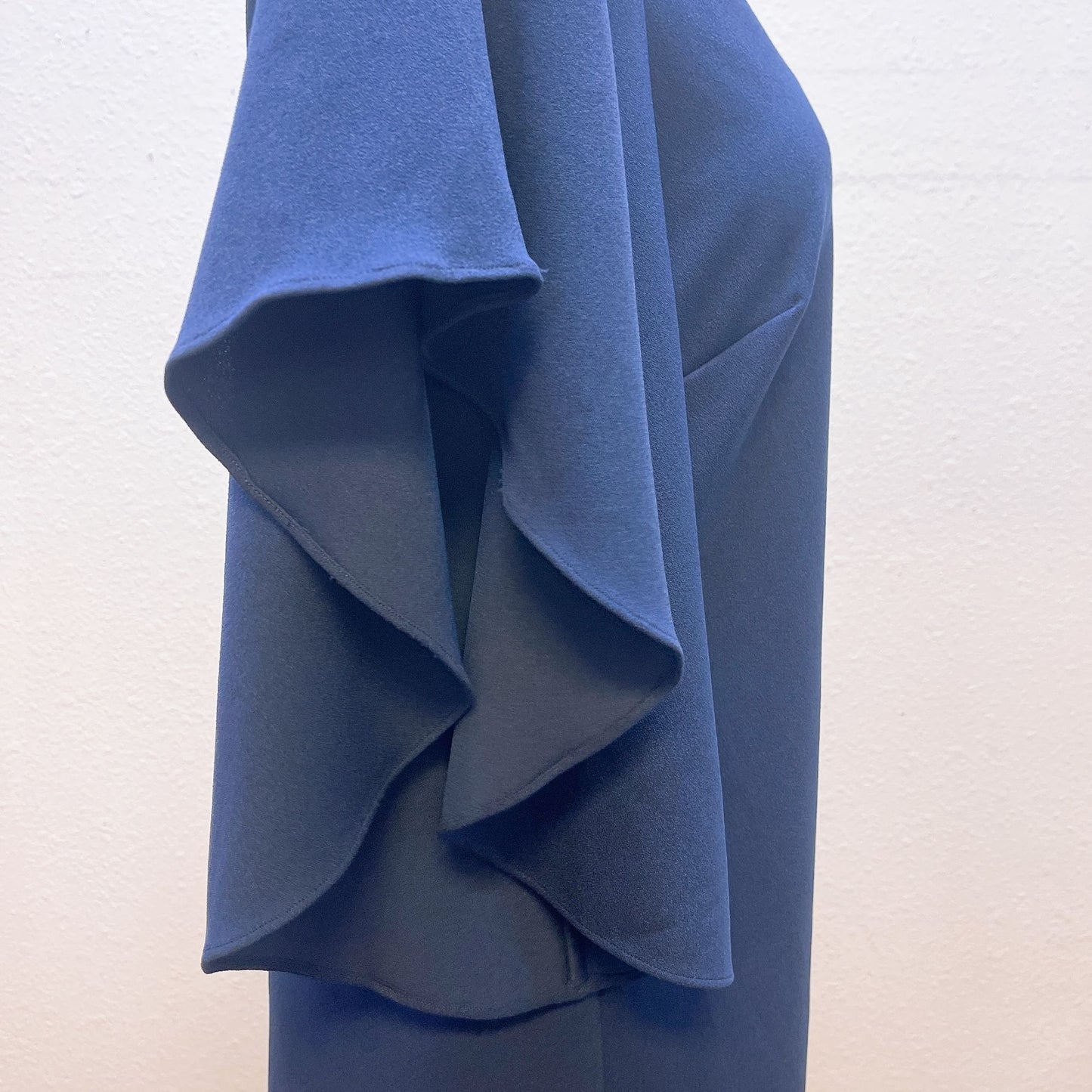 Trina Turk V-Neck Bell Ruffle Sleeve Dress Navy 8