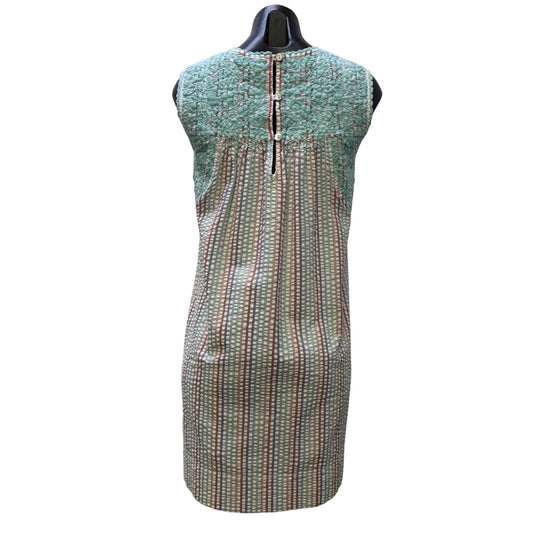 Sister Mary Sleeveless Striped Dress Turquoise & Pink XS