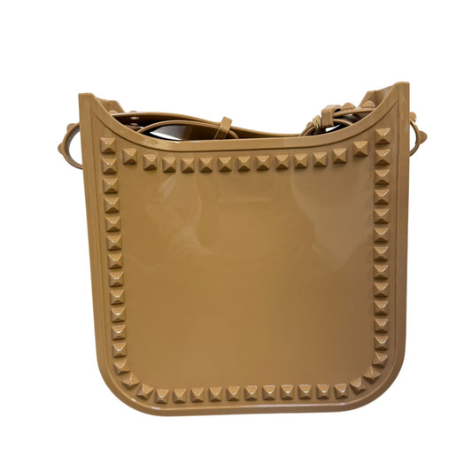 NWT Carmen Sol Nude Studded Mid Crossbody Bag Made In Italy
