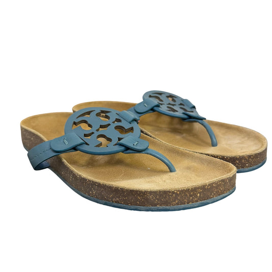 Tory Burch Blue Leather Flip Flops Size 9