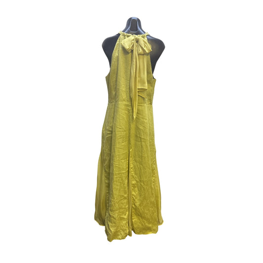 NWT Soft Surroundings Green-Yellow Linen Halter Maxi Dress