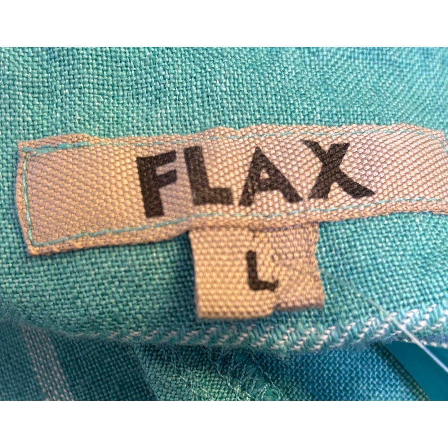 Flax Green Plaid Linen Tunic Top L