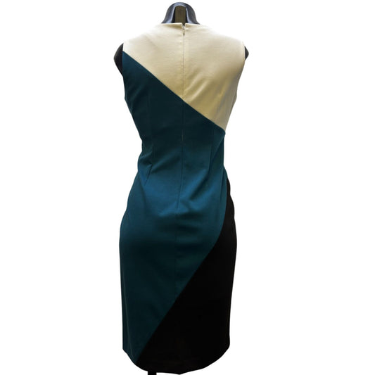 NWT Calvin Klein Colorblock Dress Teal/Black/White Size 4