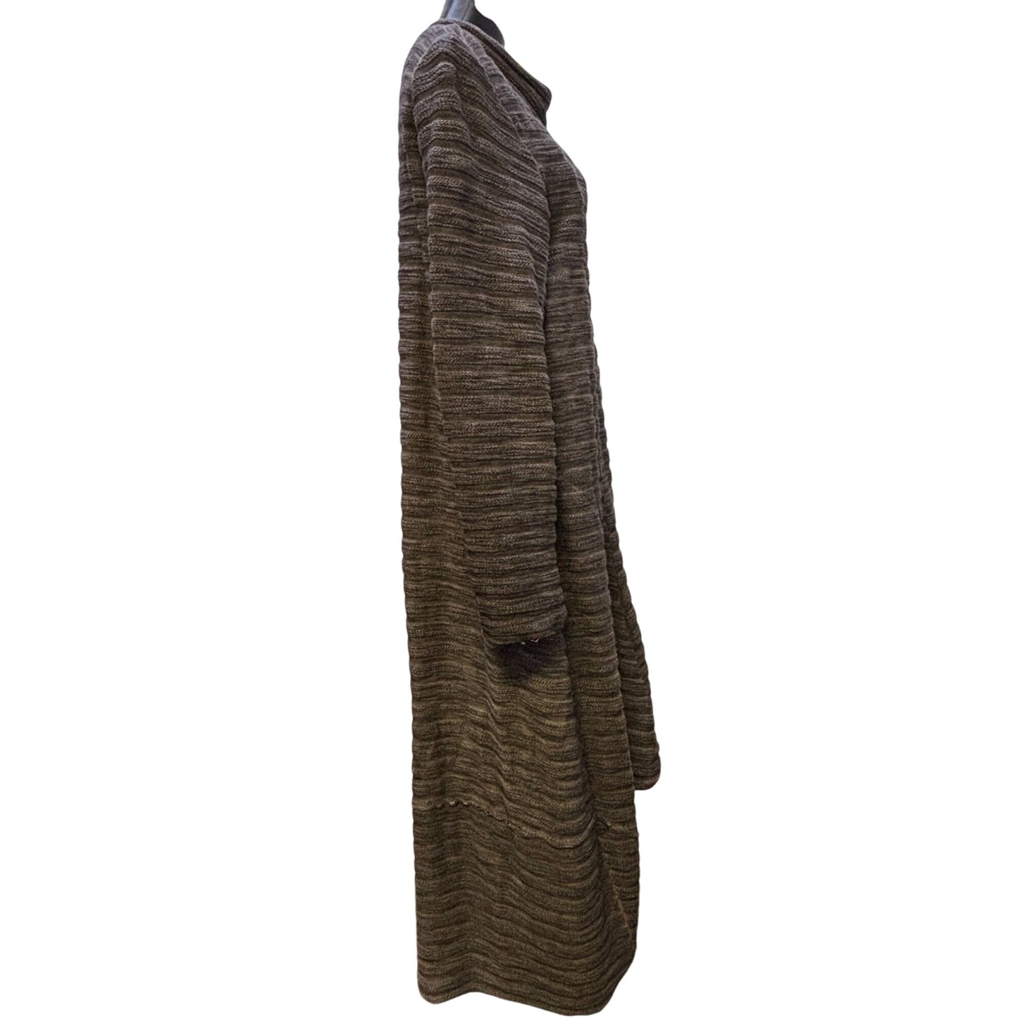 Luukaa Button-Up Long Cardigan Duster Brown Size 14