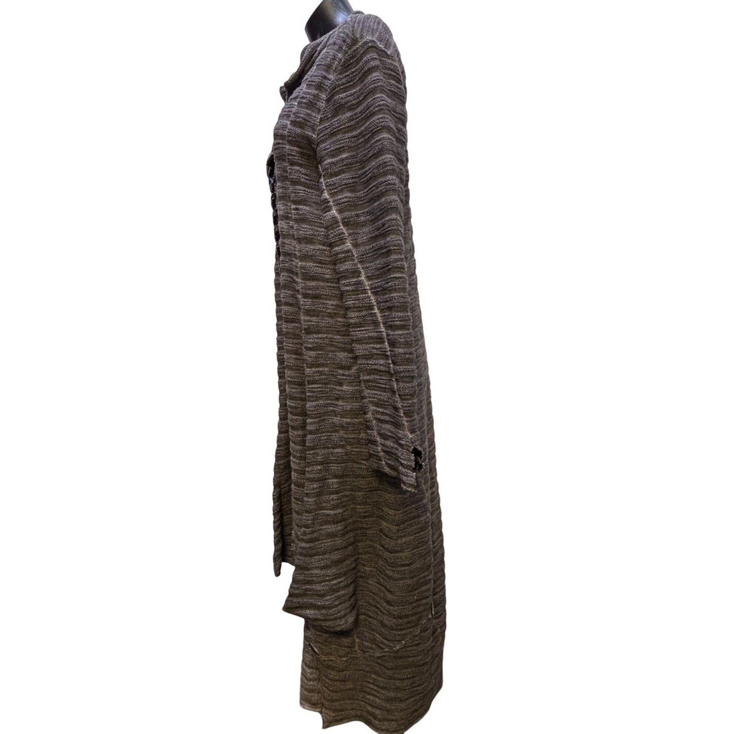 Luukaa Button-Up Long Cardigan Duster Brown Size 14