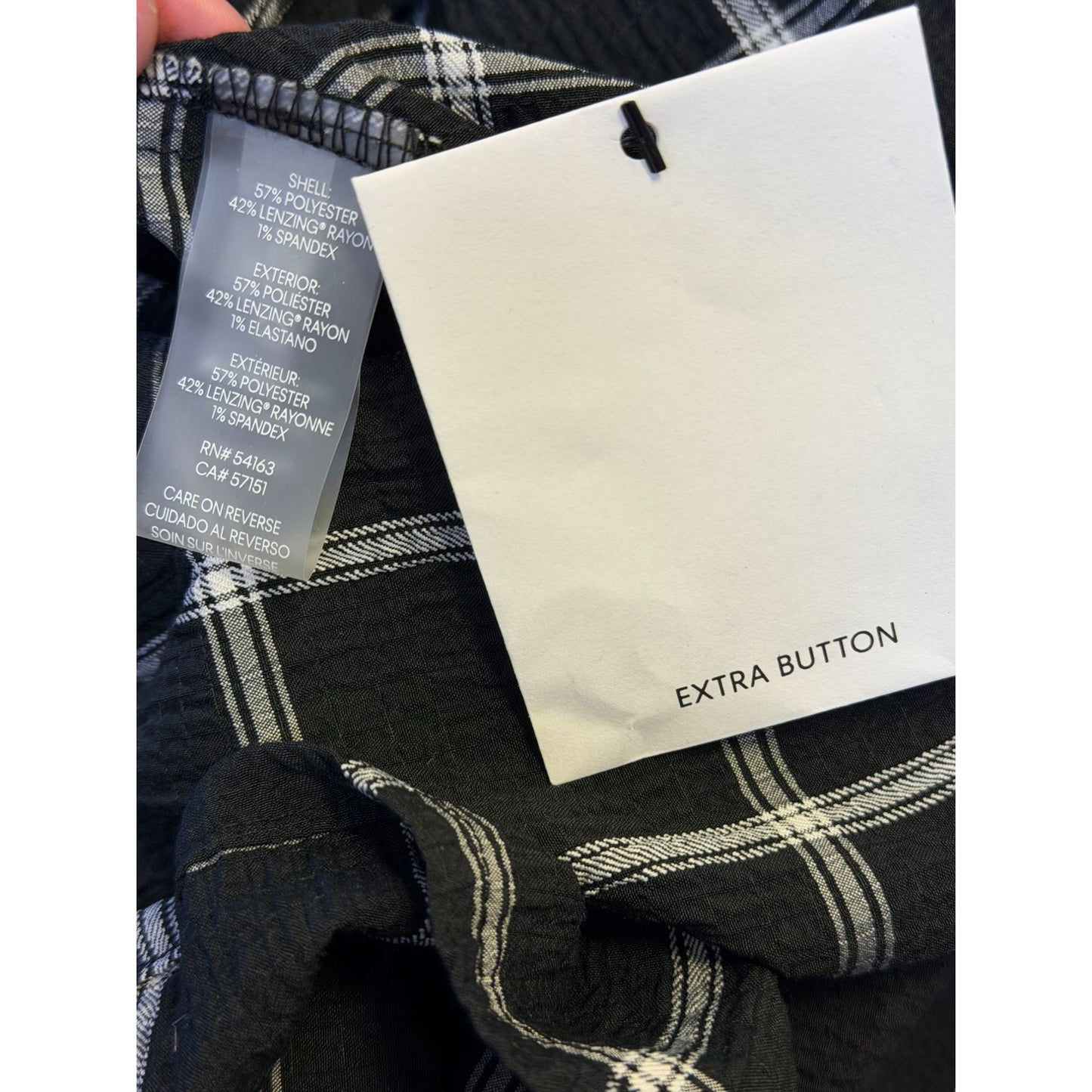 NWT Calvin Klein Black & White Plaid Button Down Belted Maxi Dress Size 8