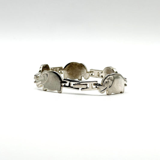 Vintage 925 Sterling Silver Elephant Parade Link Bracelet