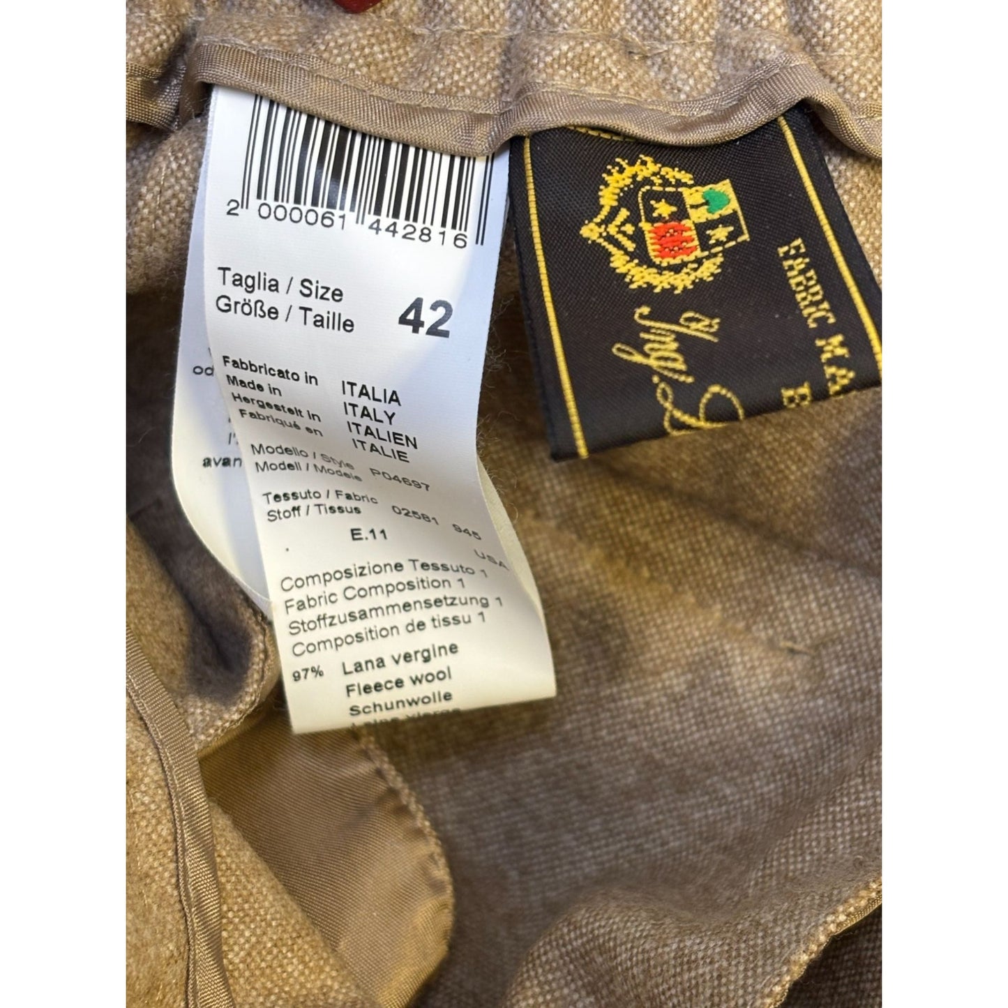 Peserico Wool Trousers Brown By Steven Made In Italy Elastic Waistband 6/42