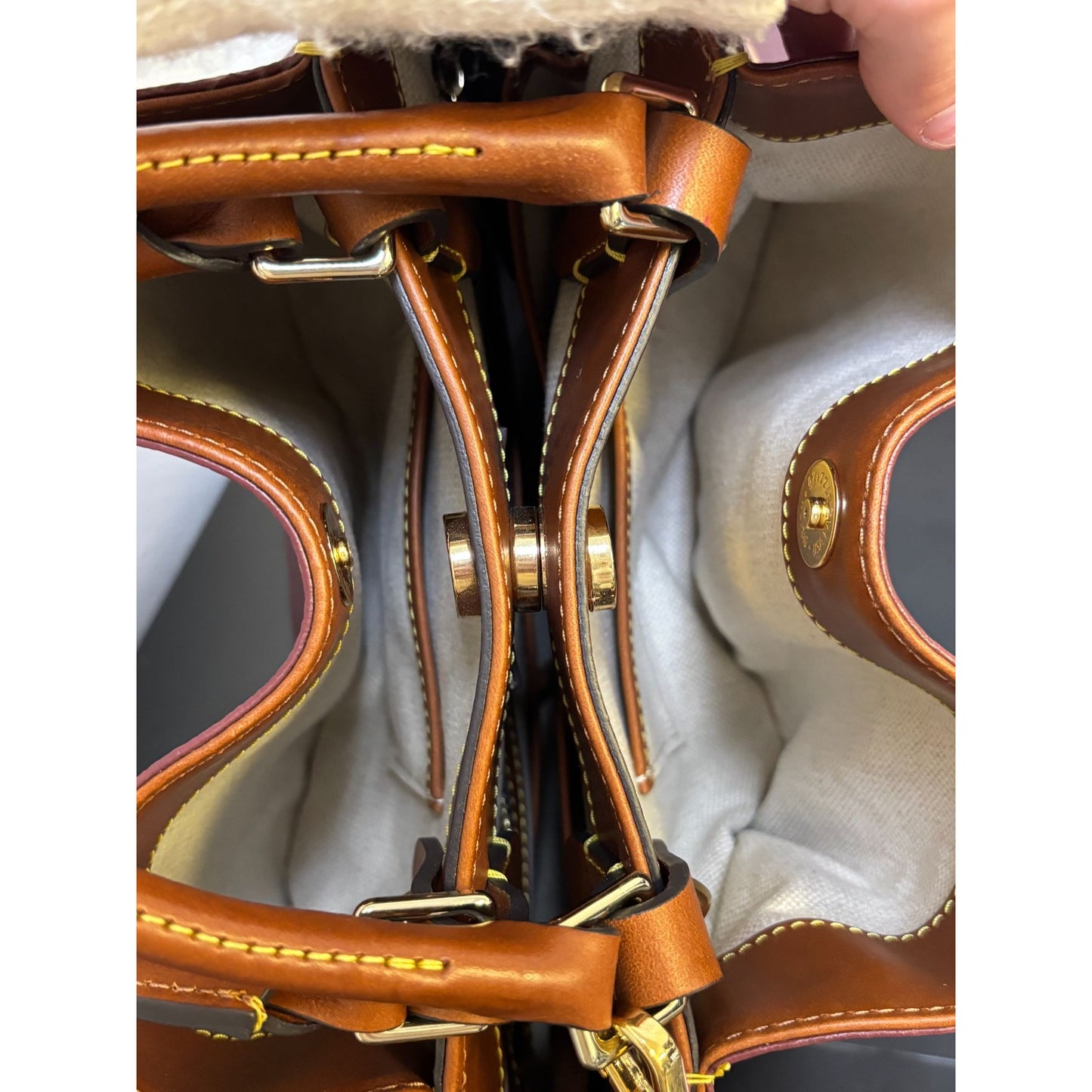 Dooney & Bourke Monogram Burgundy Leather Shoulder Bag With Adjustable Strap