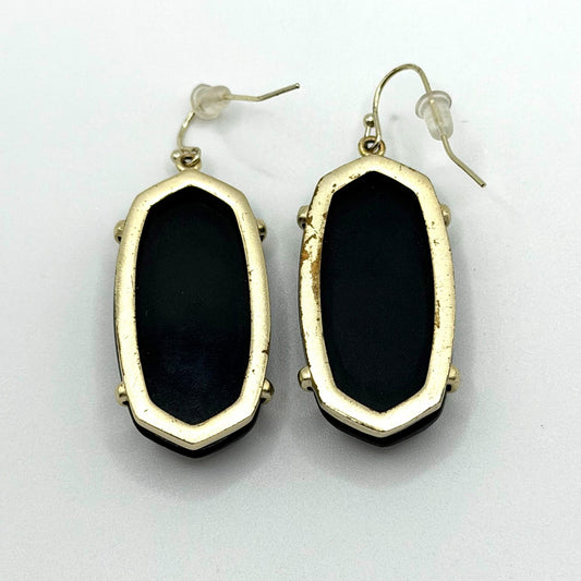 Kendra Scott Black Faceted Drop Earrings Gold-Tone Frame