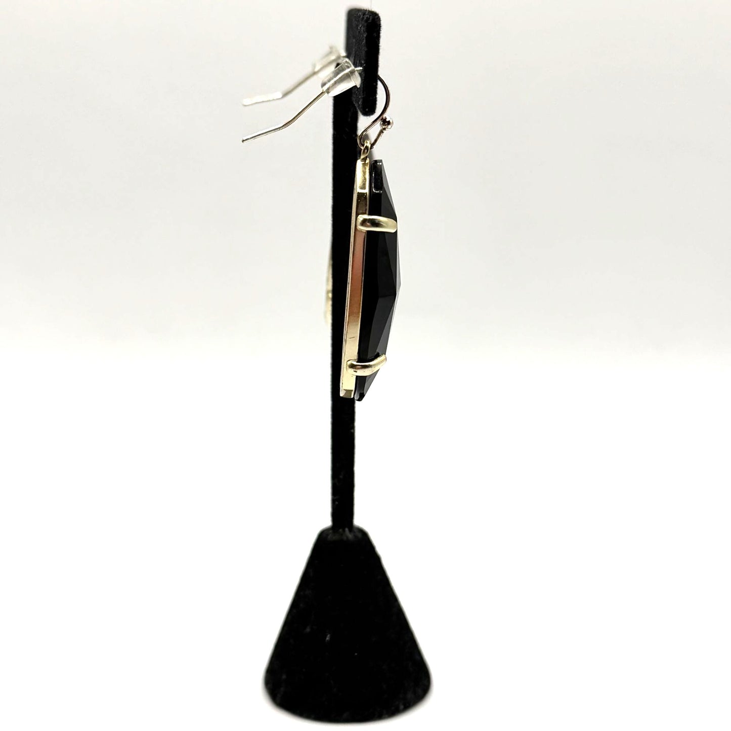 Kendra Scott Black Faceted Drop Earrings Gold-Tone Frame