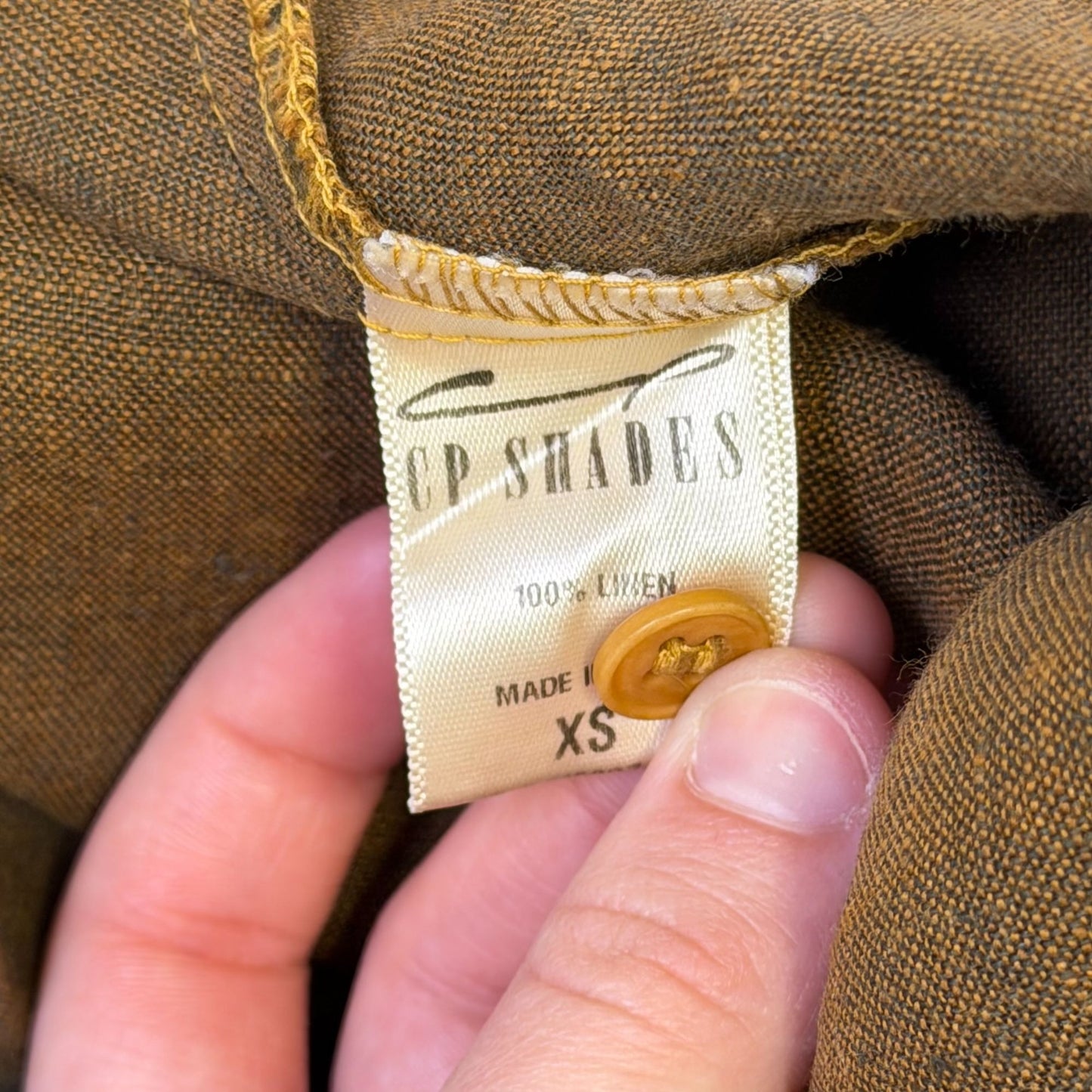 CP Shades Linen Long-Sleeve Blouse In Tan XS