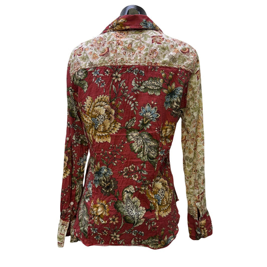 Cino Floral Button-Up Blouse Cotton Multi-Color XS