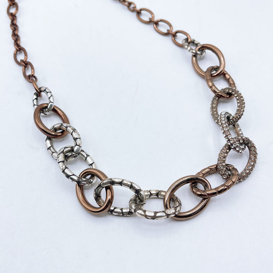 Brighton Two-Tone Link Necklace With Silver Accents & Pave Crystals