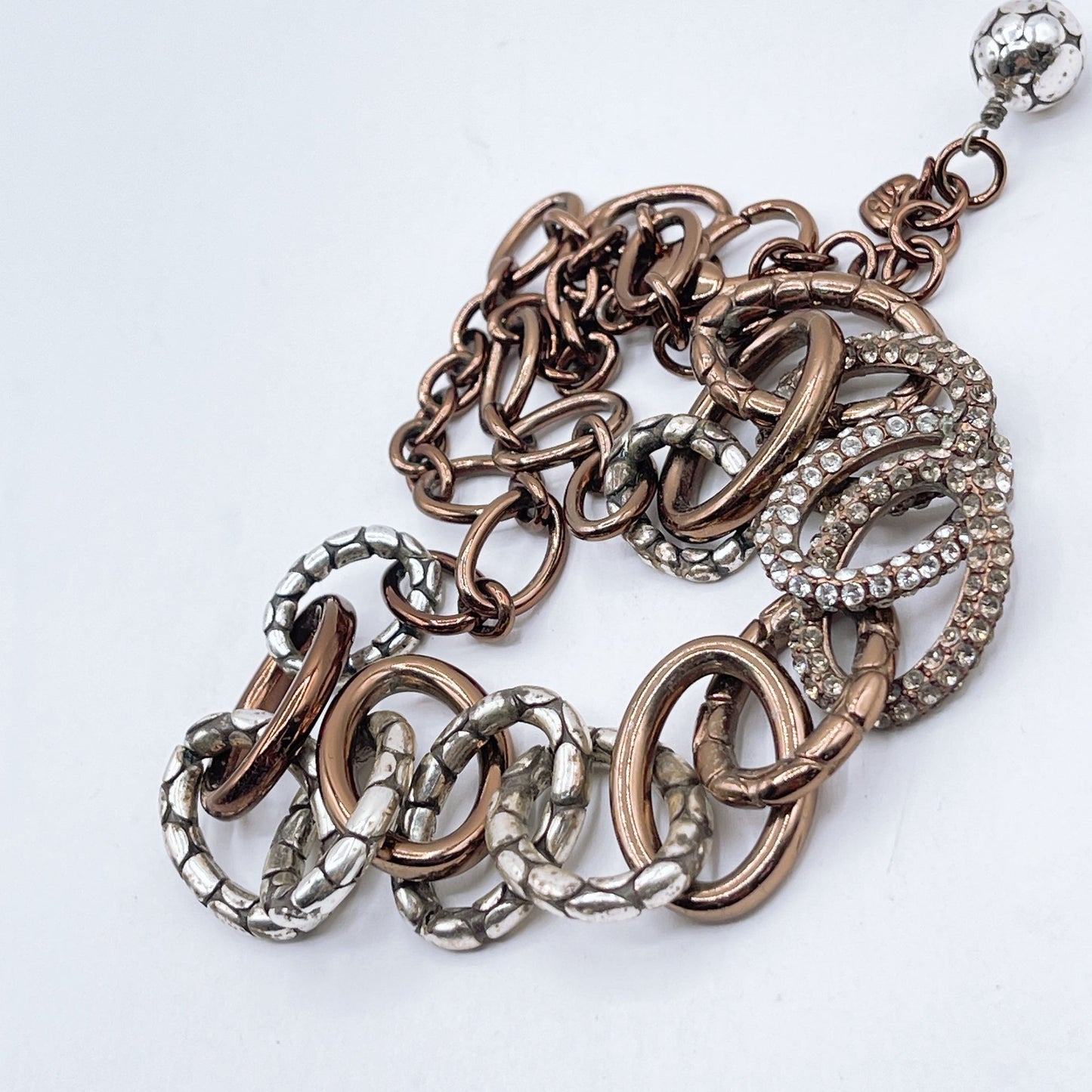 Brighton Two-Tone Link Necklace With Silver Accents & Pave Crystals