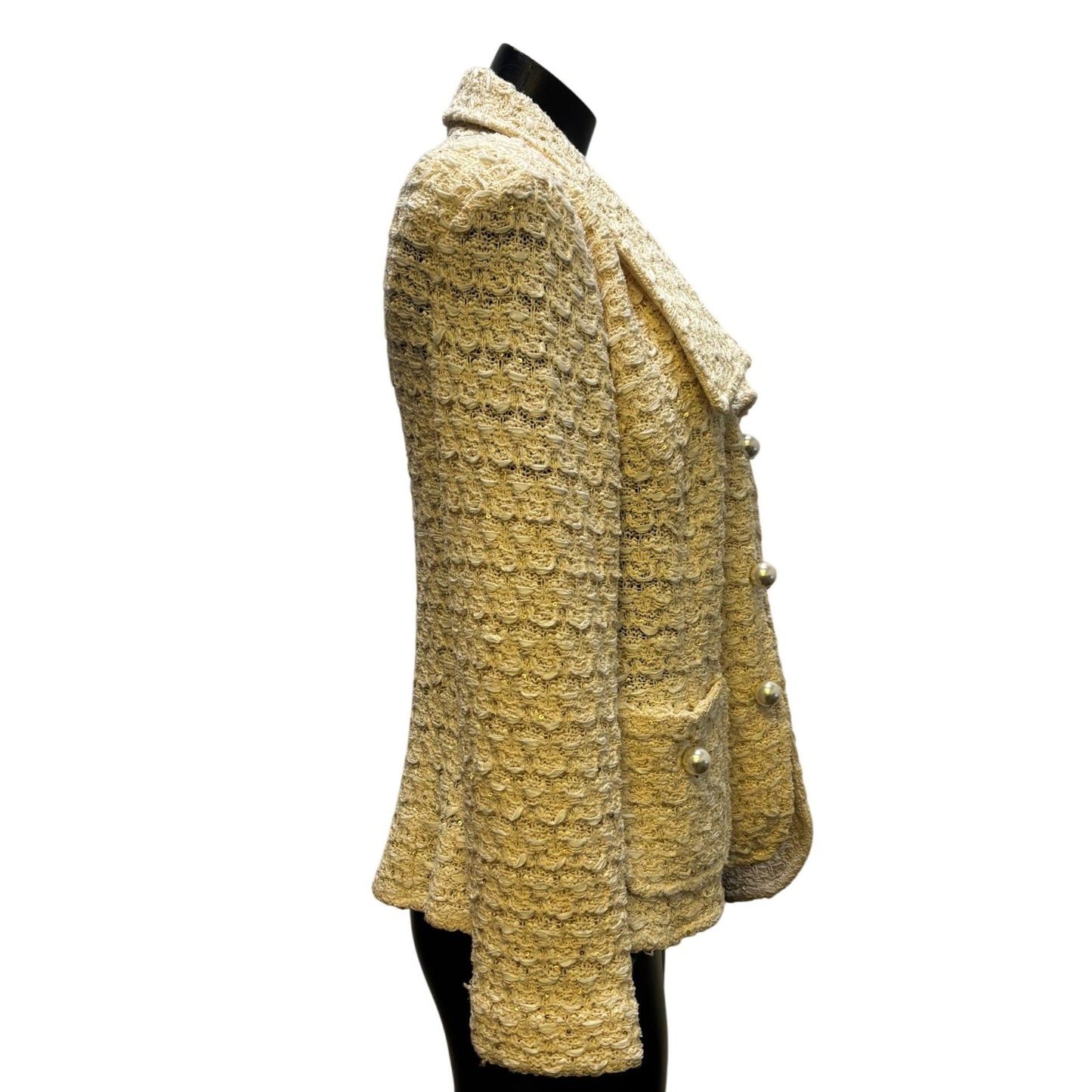 St. John Couture Pearl Accent Jacket Ivory Size 10
