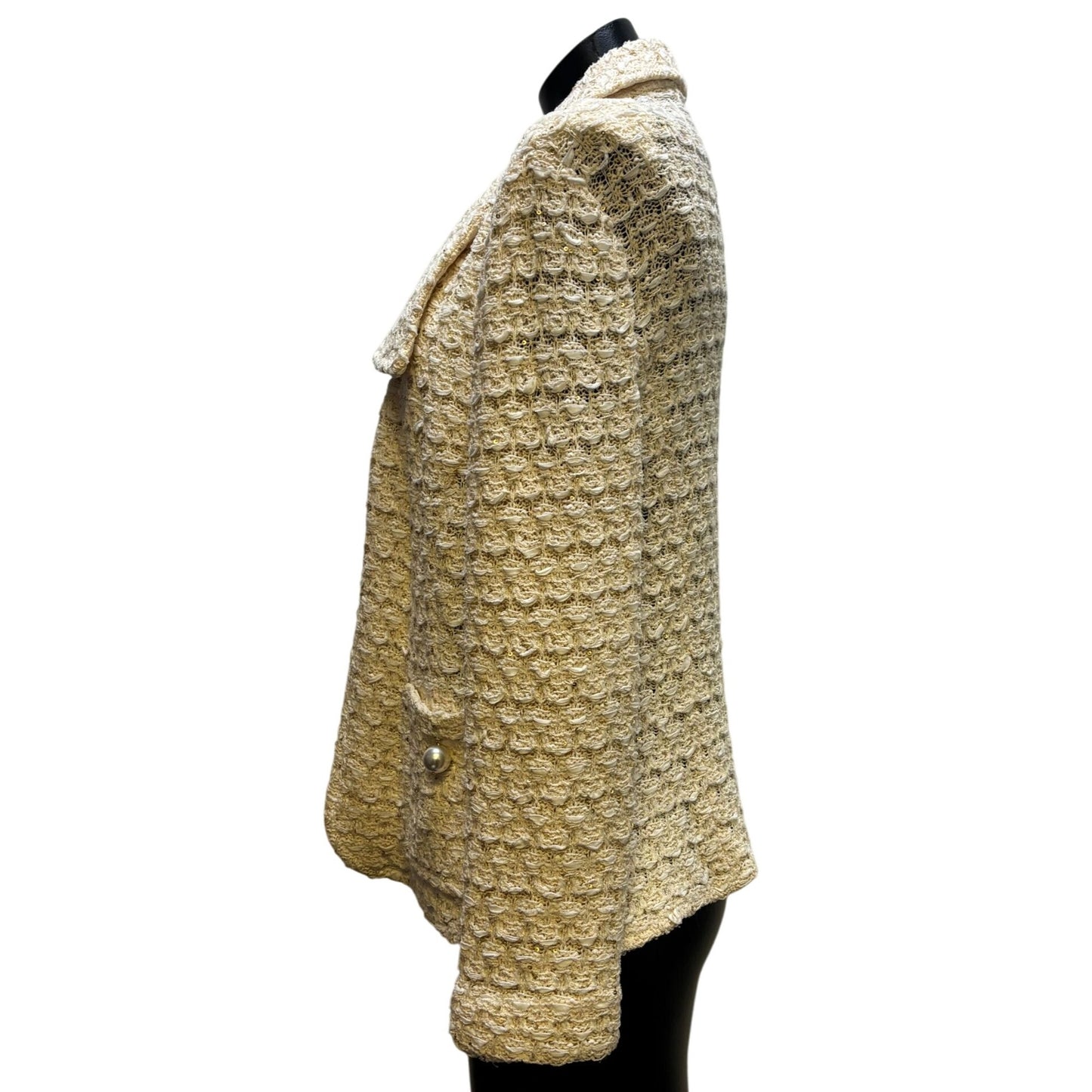 St. John Couture Pearl Accent Jacket Ivory Size 10