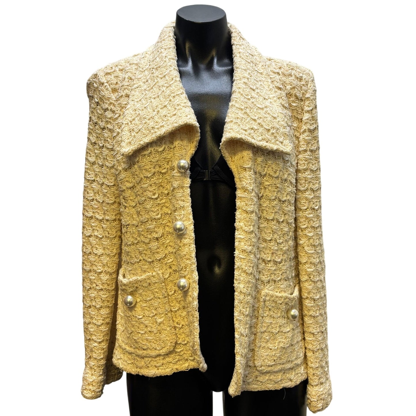 St. John Couture Pearl Accent Jacket Ivory Size 10